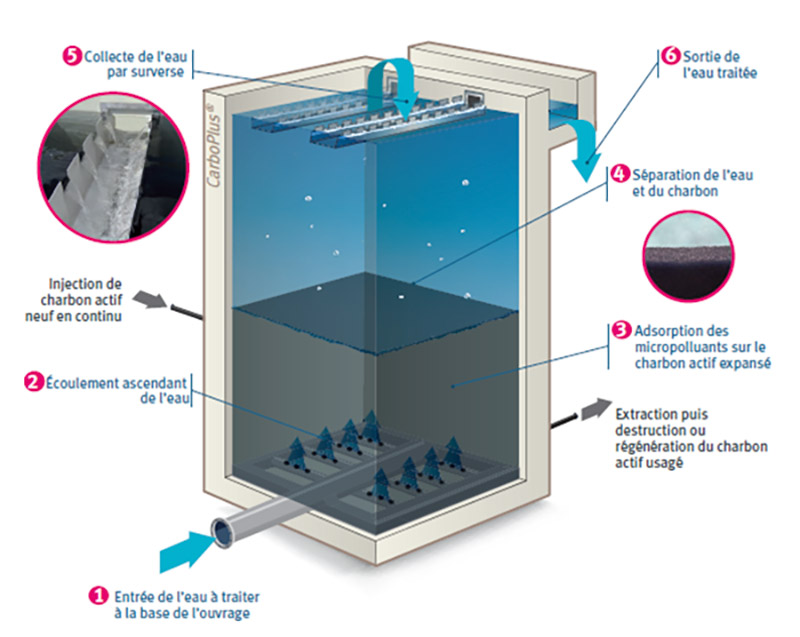 Procédé de traitement des micropolluants CarboPlus®